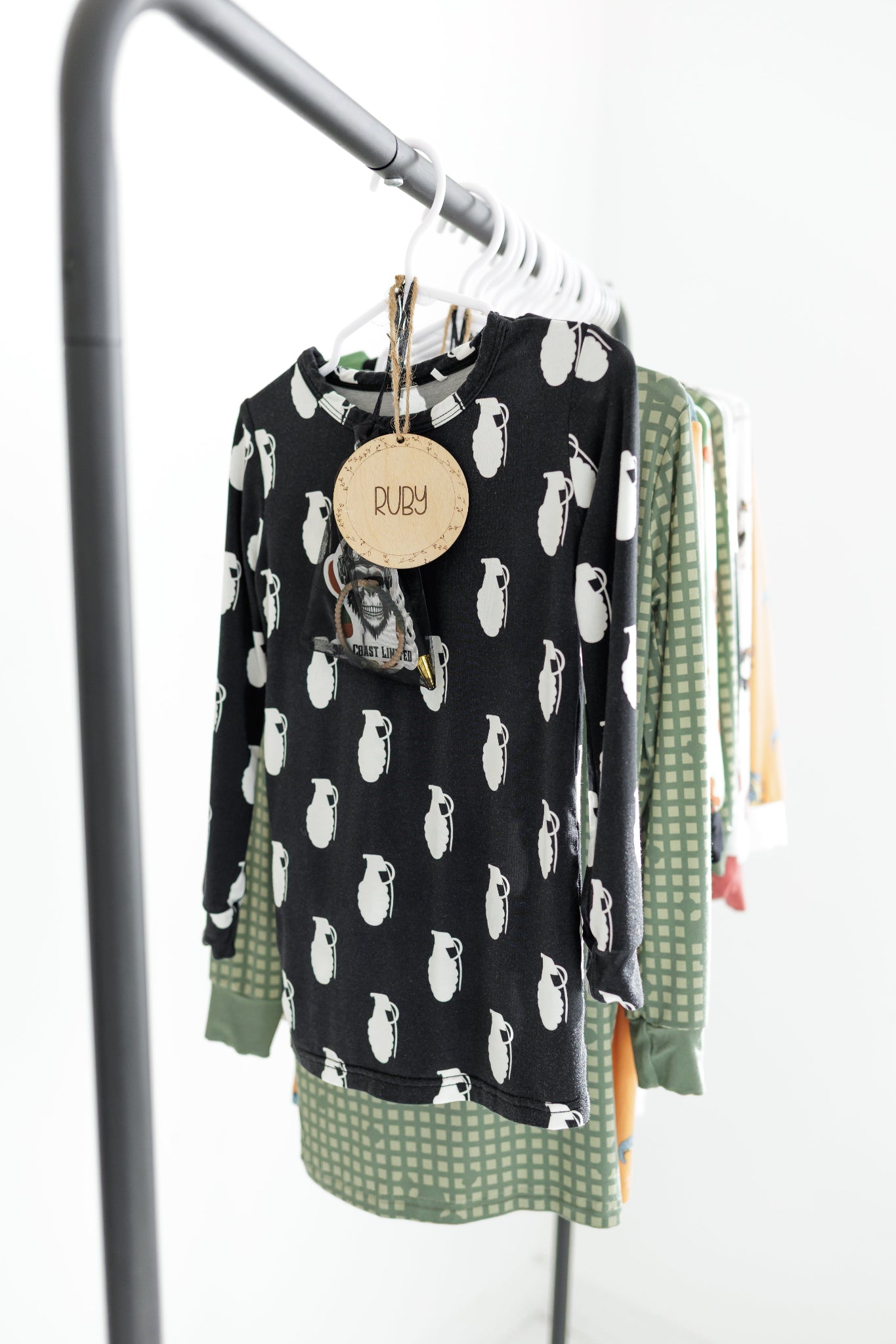 All jammies hanging on a rack