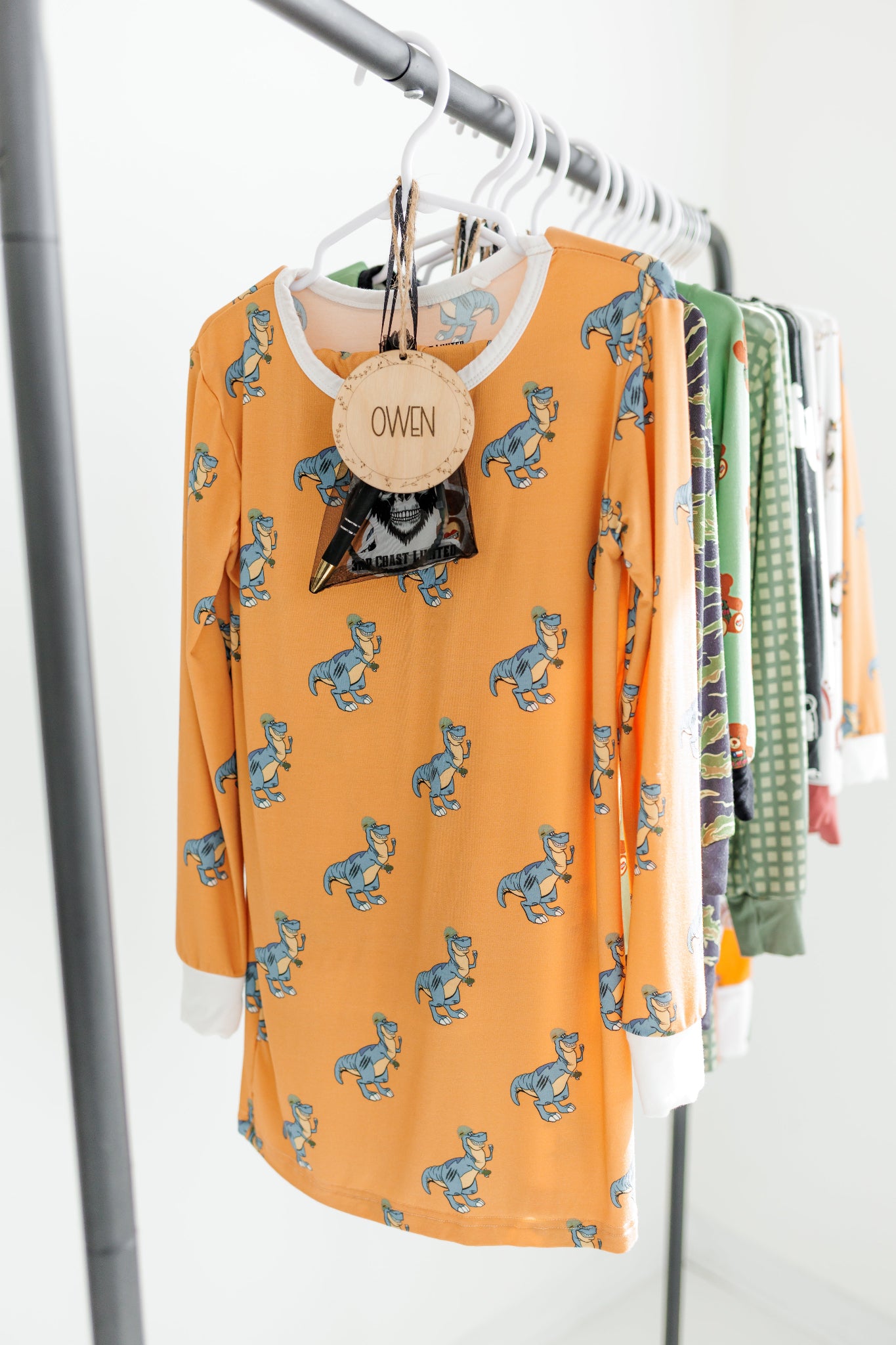 All jammies hanging on a rack