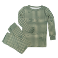 Green checkered pajama set on a white background