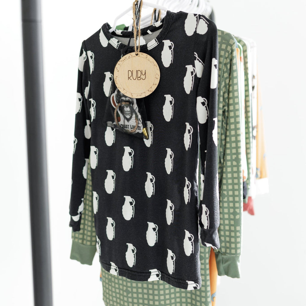 All jammies hanging on a rack